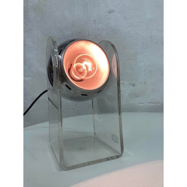 Small Space Age Table Lamp in Acrylic and Chrome Ball Lamp, 1970s For Sale - Image 4 of 8