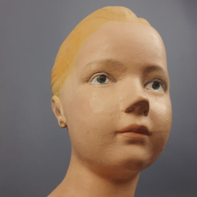 Terracotta Bust of Girl with Bow, 1960s For Sale - Image 12 of 18