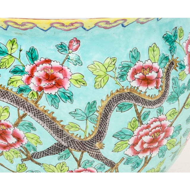 Ceramic Chinese Famille Rose Porcelain Fish Bowl For Sale - Image 7 of 12