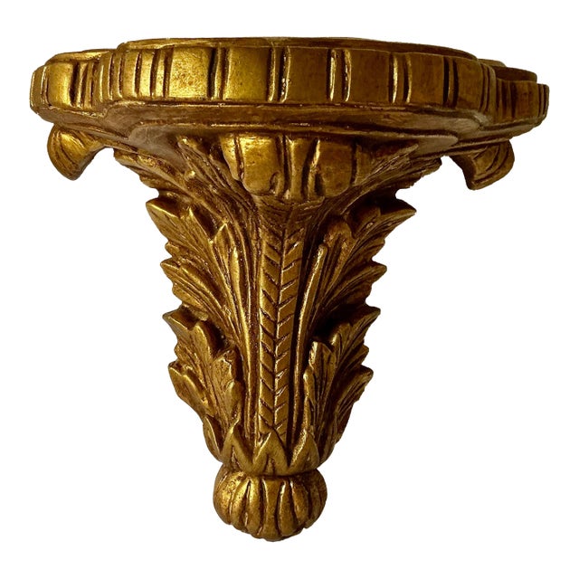 Vintage Mid Century Neoclassical Gold Gilt Wall Bracket, Made in Mexico For Sale
