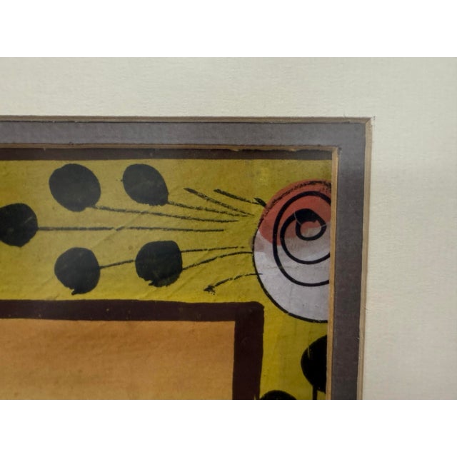 Printmaking Materials Circa 1988 Professionally Framed + Mounted New Dehli Art Lithograph For Sale - Image 7 of 12