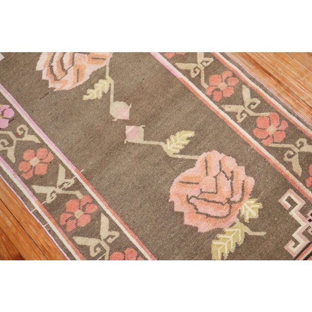Brown Floral Vintage Tibetan Rug - 3'1" x 6' For Sale - Image 8 of 9