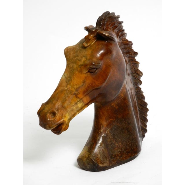 Large Horse Head Sculpture in Brown Soapstone, 1960s For Sale - Image 16 of 18