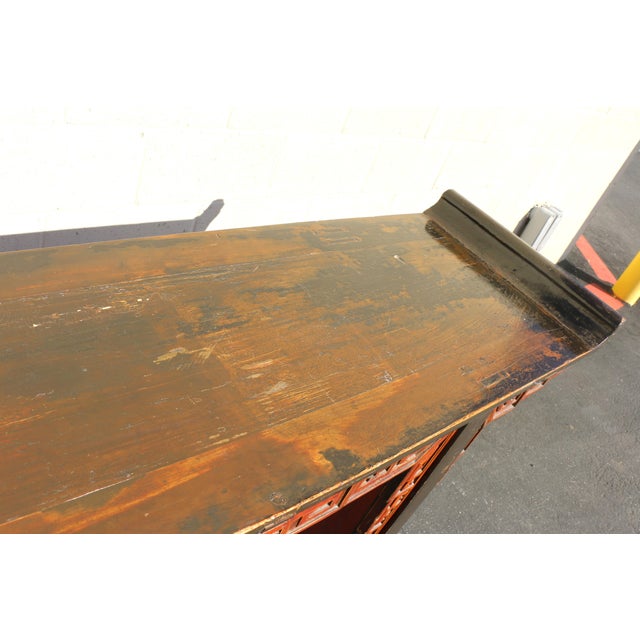 19th Century Antique Chinese Carved Altar Console Table With Everted Ends For Sale - Image 18 of 18
