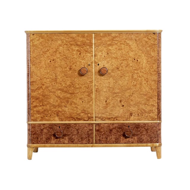 20th Century Swedish Burr Elm Cabinet For Sale