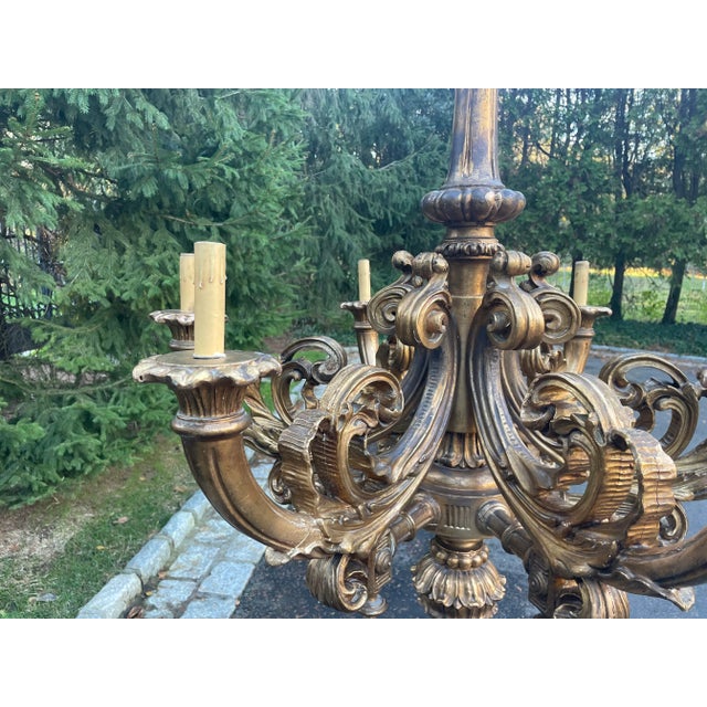 Gold Early 20th Century Baroque Giltwood Chandelier For Sale - Image 8 of 11