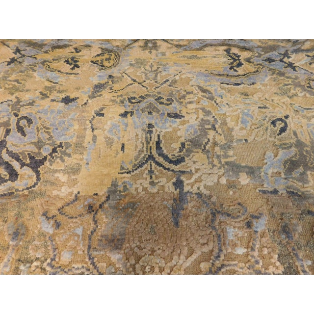 Rare and One-of-a-Kind Hand Knotted Rug With High and Low Texture in Wool and Real Silk. 9'x 12'1" For Sale - Image 15 of 18