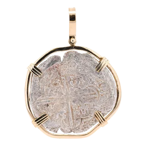 Authentic Atocha Coin 8 Reale Grade 1 Potosi Mint in 14K Bezel Pendant
