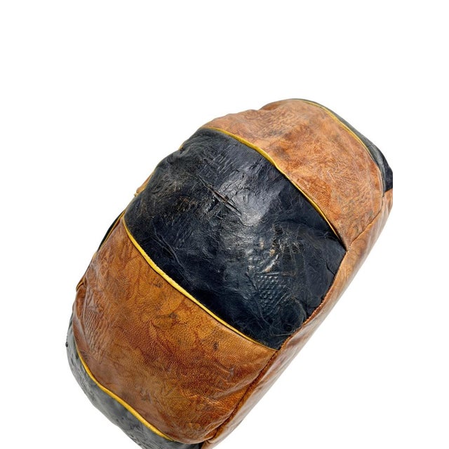Vintage Moroccan Patchwork Leather Ottoman, 1970s For Sale - Image 9 of 13