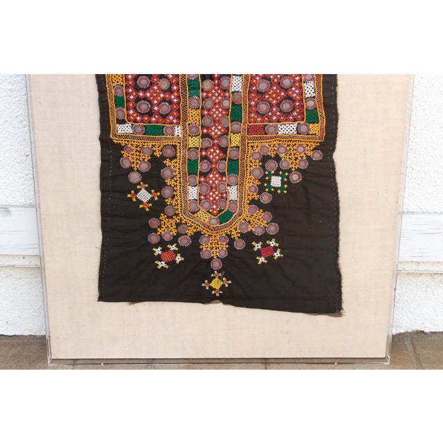 Mid 20th Century Thar Desert Framed Antique Mounted Shisha Embroidery For Sale - Image 5 of 7