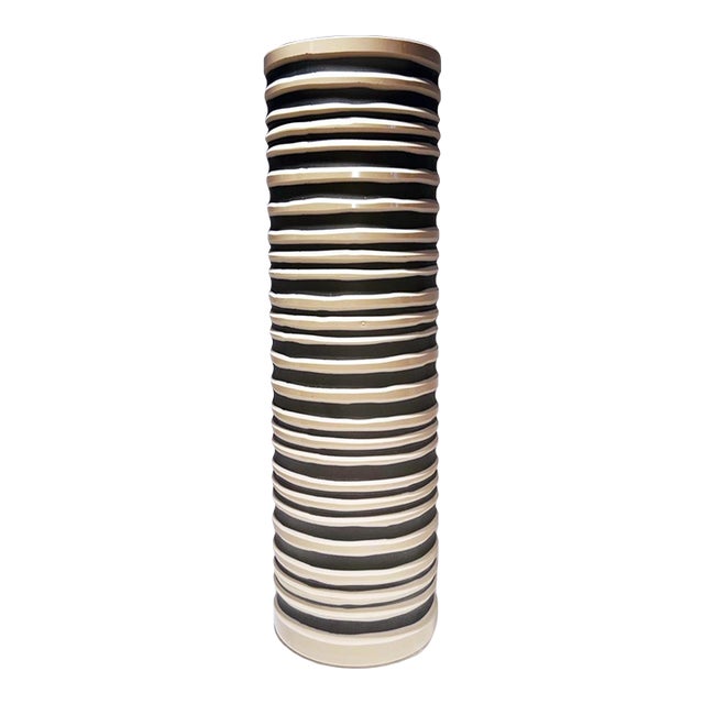 Gray Camel Cut Vase Vessel by Viterra Art Glass For Sale