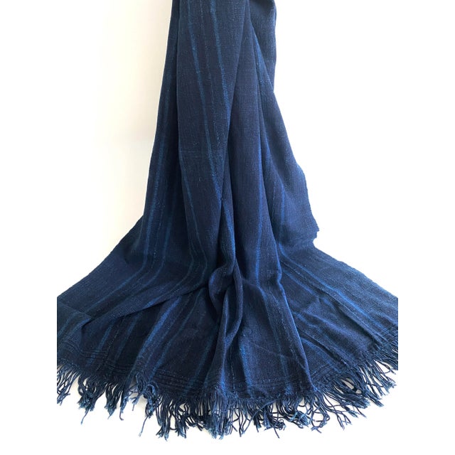 Hand selected Mali cotton striped indigo textile throw with slightly nubby texture and soft hand. Just the right amount of...
