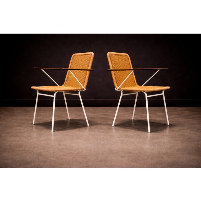 Brazilian Modern Pair of Armchairs in Cane & Iron, Carlo Hauner, 1950s For Sale - Image 9 of 11