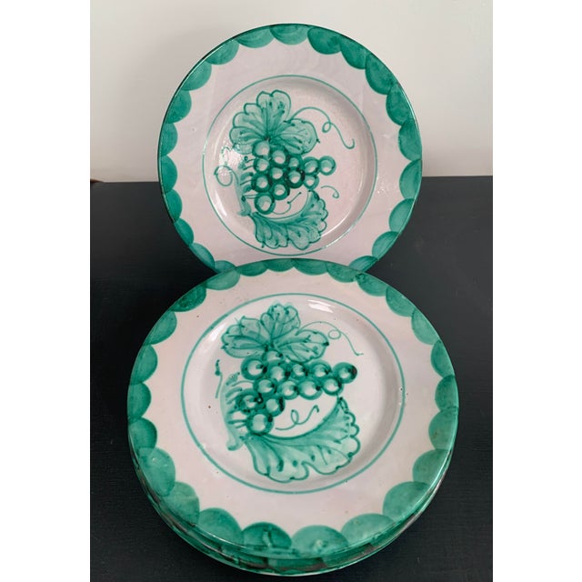 Italian Vintage Turquoise Grapes Plates Italy - Set of 4 For Sale - Image 3 of 7