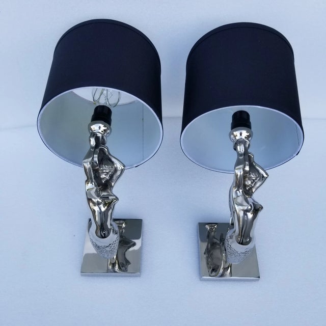 Nickel Plated Bronze Mermaid Sconces - a Pair For Sale - Image 13 of 13