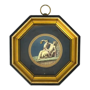 Roman or Greek Wall Art Scene Gold and Blue
