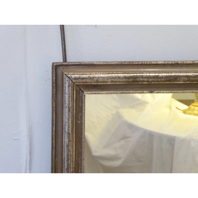 19th Century silver leaf mirror, dark silver with crackle finish, 38.5"H x 30.5"W.