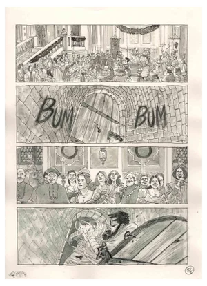 Vincenzo Bizzarri, Party at the Court of Pope Paul III, Ink & Watercolor on Paper, 2015