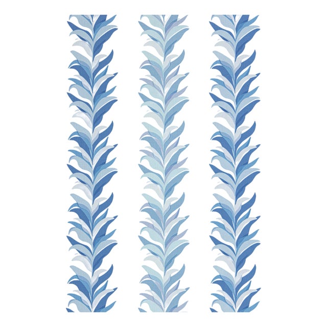 Sample - The House of Scalamandré Chira Island Wallpaper, Blue Marine For Sale