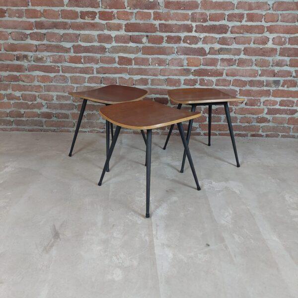 Vintage Danish Teak and Steel Stools, 1950s, Set of 3 For Sale - Image 4 of 4