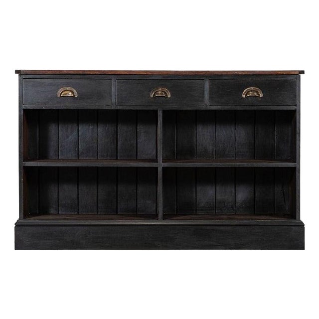 19th Century English Ebonised Mahogany & Pine Shop Counter, 1890s For Sale