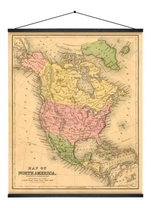 Reproduction of an 1867 North American Map Wall Hanging