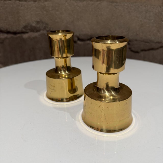 Danish Modern Brass Candle Holders Jens Quistgaard Dansk Designs For Sale - Image 9 of 10
