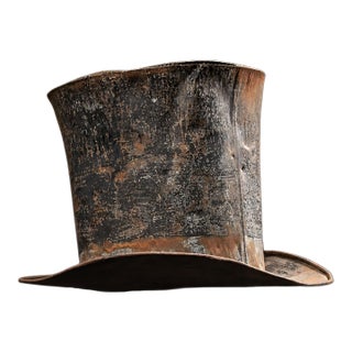 Antique Painted Tin Top Hat Trade Sign or Display Form For Sale