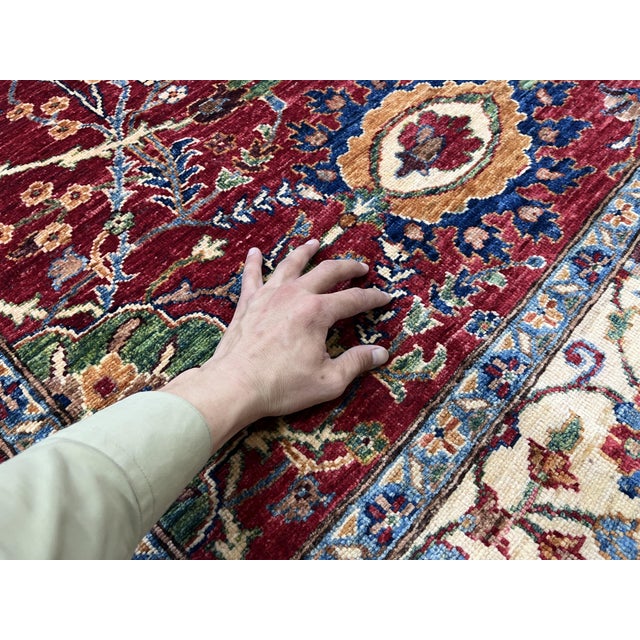 Red Bijar Persian Design Wool Rug With Floral Border, 8'2" X 10'10" For Sale - Image 10 of 13