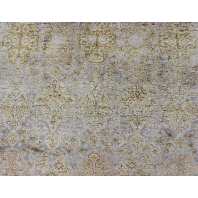 Silk Turkish Sivas With All-Over Stylized Design in Gold Lavender and Cream 6'5 X 9'10 For Sale In Atlanta - Image 6 of 10