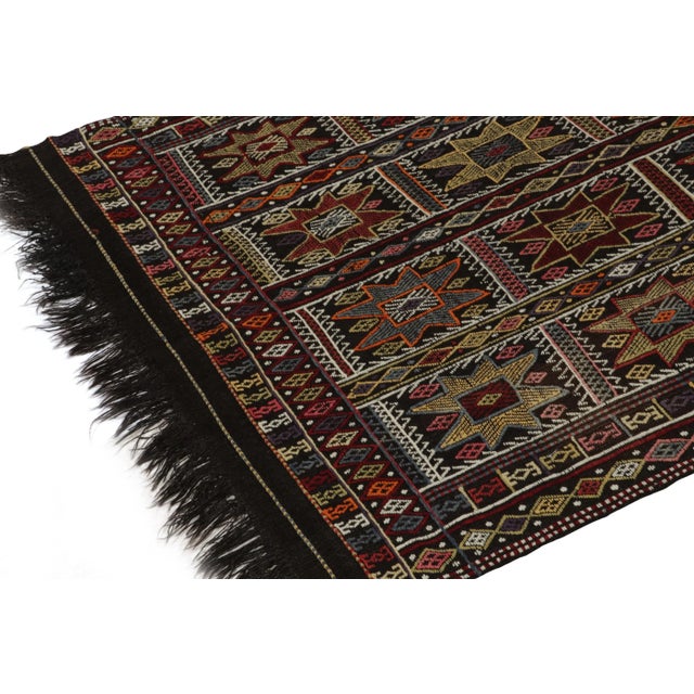 1950s 1950s Vintage Kilim Tribal Rug in Black, Multicolor Geometric by Rug & Kilim For Sale - Image 5 of 7