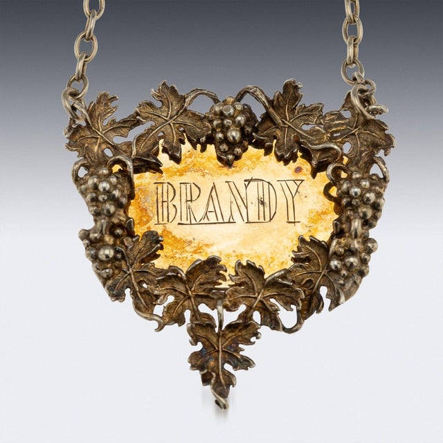 1970s Vintage English Gilt Silver Spirit Labels, London, 1970, Set of 4 For Sale - Image 5 of 8