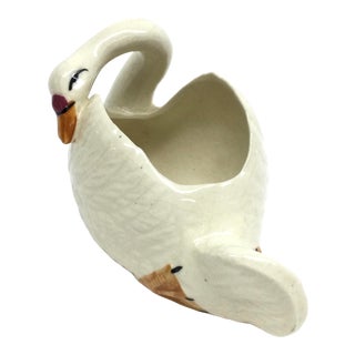 Vintage 1940s Swan Ceramic Planter From Japan For Sale