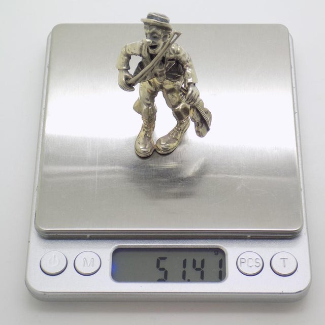 Vintage Italian Handmade Silver Circus Violinist Figurine from Angini, Arezzo, Tuscany, Italy, 1970s For Sale - Image 11 of 14