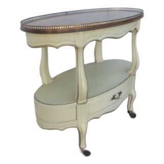 1960s White Furniture French Pained Two Tiers Bar Liquor Cart Server For Sale