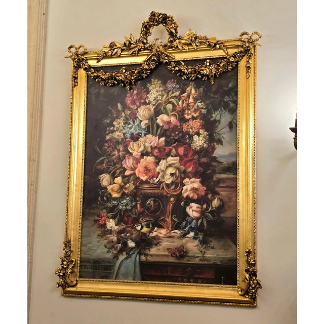 Make a statement with this elegant French-style floral artwork, featuring a richly detailed bouquet of colorful flowers...