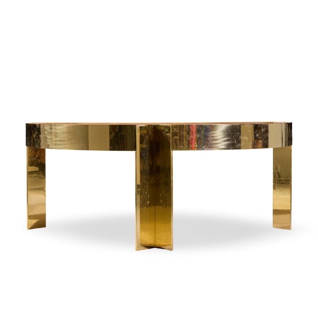 Mid 20th Century Leon Rosen for Pace Mid Century Burlwood and Brass Executive Desk For Sale - Image 5 of 8