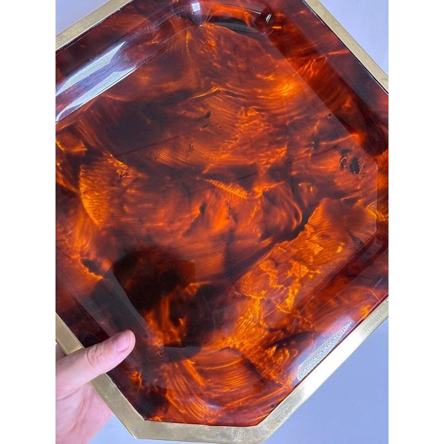Brass and Faux Tortoiseshell Effect Tray, France, 1970s For Sale - Image 14 of 15