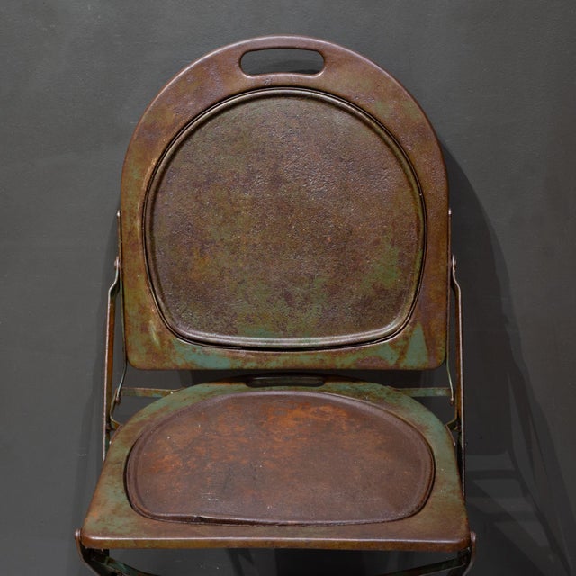 Set of Four Prohibition Era Indusrial Metal Folding Chairs c.1920 For Sale - Image 18 of 18