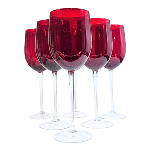 Longstemmed Ruby Goblets- Set of Six