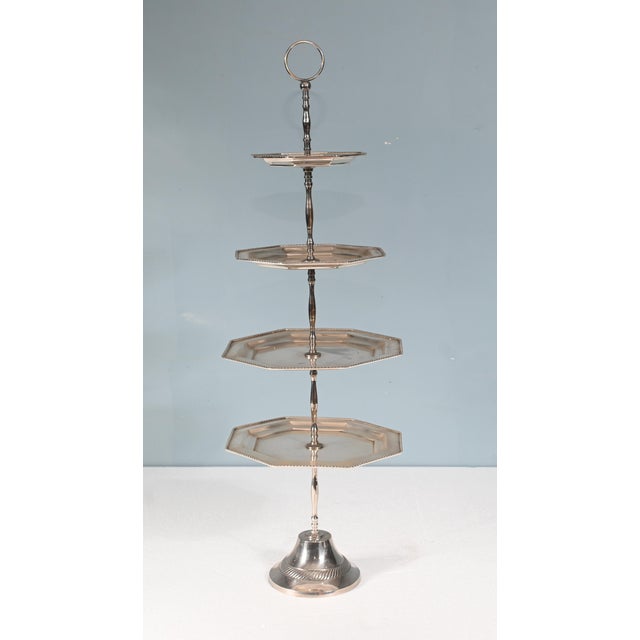 2000 - 2009 Victorian Silver-Plated Cake Stand For Sale - Image 5 of 11