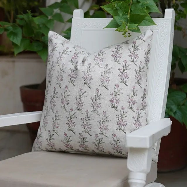 Contemporary Fabdivine Artisan Block Print Water Replicant Cushion Cover 20x20 Inch Cotton Linen- Deepika For Sale - Image 3 of 6