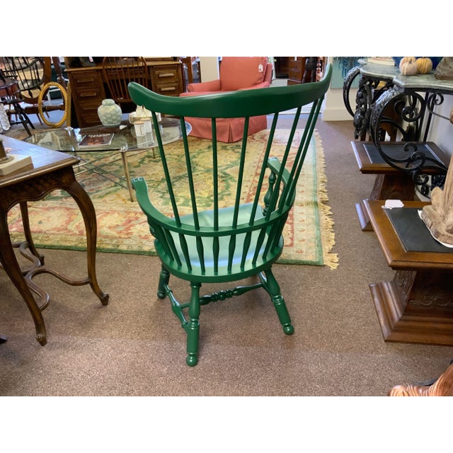 20st Century Vintage fan back Windsor armchair marked Ethan Allen. A historically accurate replica of an 18th Century...