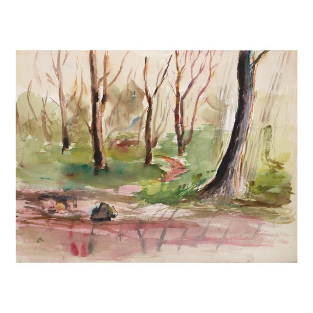 1950s "Alley Pond park P6.9" Lithograph by Eve Nethercott For Sale