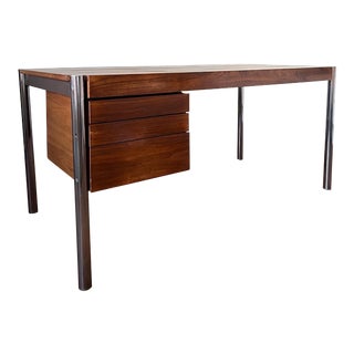 1970s Chrome & Walnut Writing Desk by Jens Risom for Howe For Sale