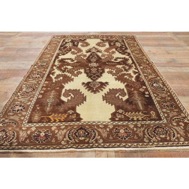 Tan Vintage Turkish Oushak Rug - 04'05 X 07'03 For Sale - Image 8 of 9