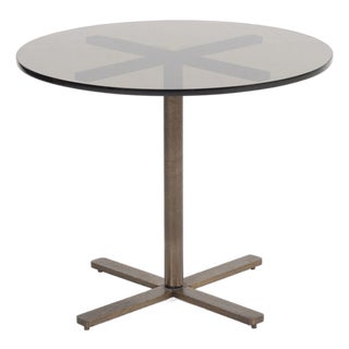 Nicos Zographos Bronze Base End Table With Glass Top 1970's For Sale