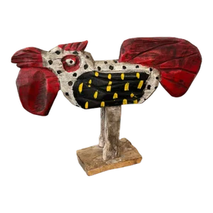 Whimsical Vintage Guatemalan Rooster Folk Art Sculpture