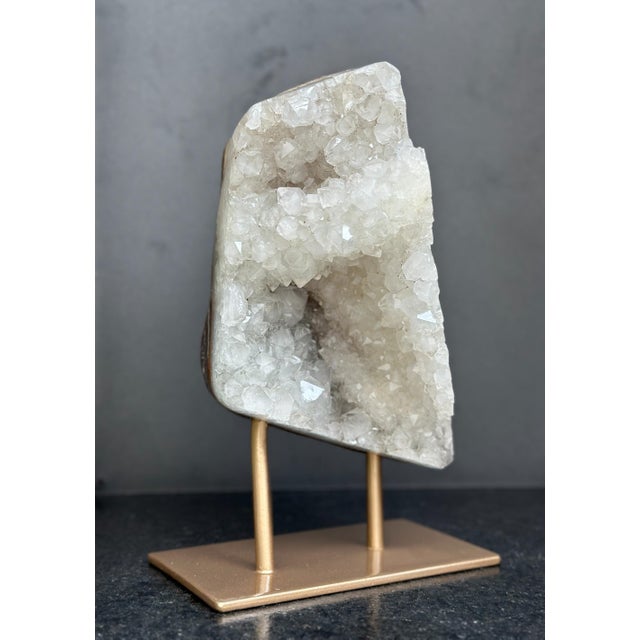 Large White Quartz Sculptural Specimen on Custom Metal Stand For Sale - Image 9 of 10