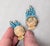 Metal Vintage 1950s Signed Hattie Carnegie Goldtone Faux-Turquoise Beaded Clip Earrings-2 Pieces For Sale - Image 7 of 7